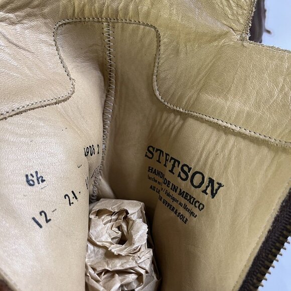 Stetson Womens Emory Boots Handmade Brown Distressed Leather Laced Western NEW - Picture 6 of 6